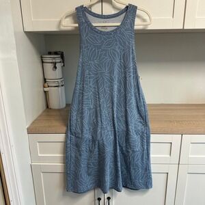 Sherpa Padma Sporty Dress Womens Large Haze Leaf Blue Floral Racerback Pockets